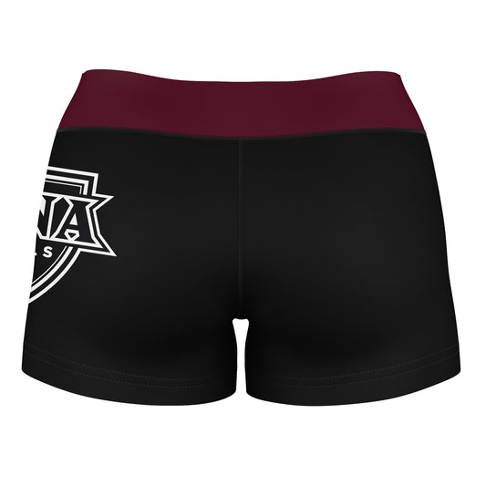 Mouseover Image, Iona Gaels Vive La Fete Logo on Thigh & Waistband Black & Maroon Women Yoga Booty Workout Shorts 3.75 Inseam