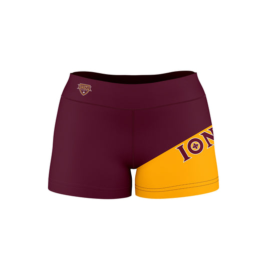 Iona College Gaels Vive La Fete Collegiate Leg Color Block Women Maroon Gold Optimum Yoga Short