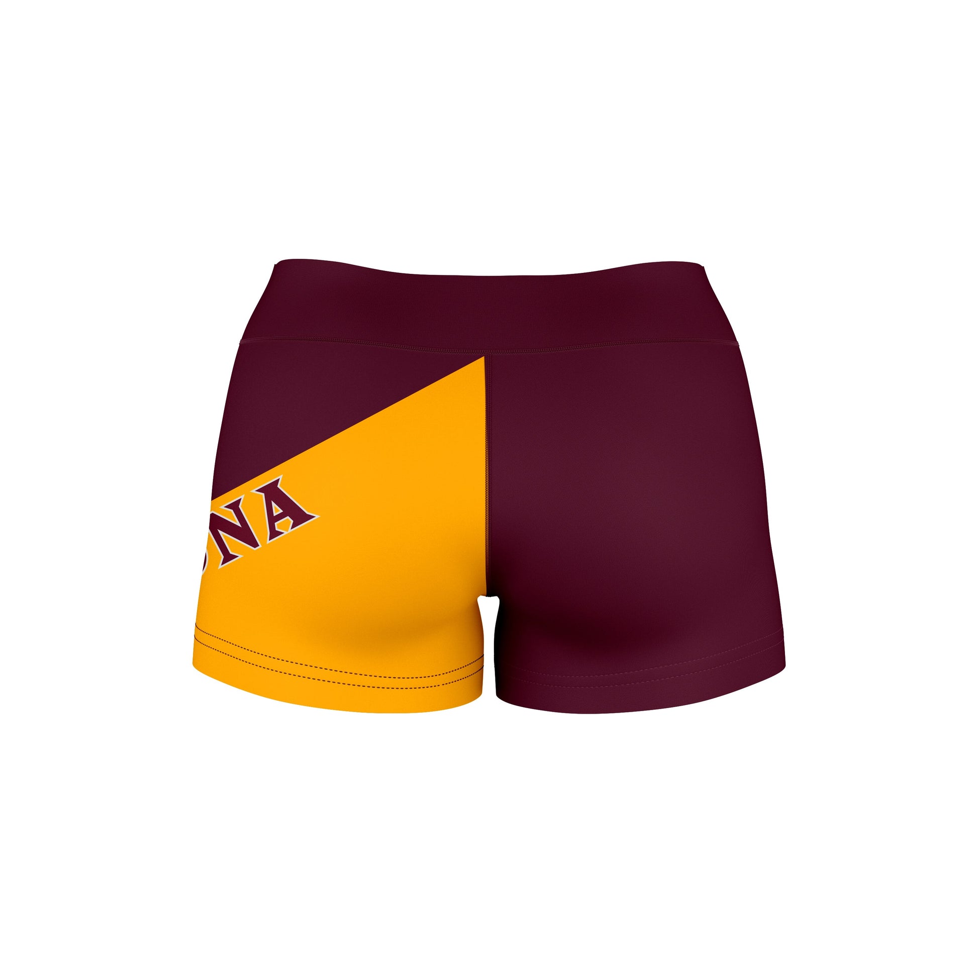 Iona College Gaels Vive La Fete Collegiate Leg Color Block Women Maroon Gold Optimum Yoga Short - Vive La F̻te - Online Apparel Store