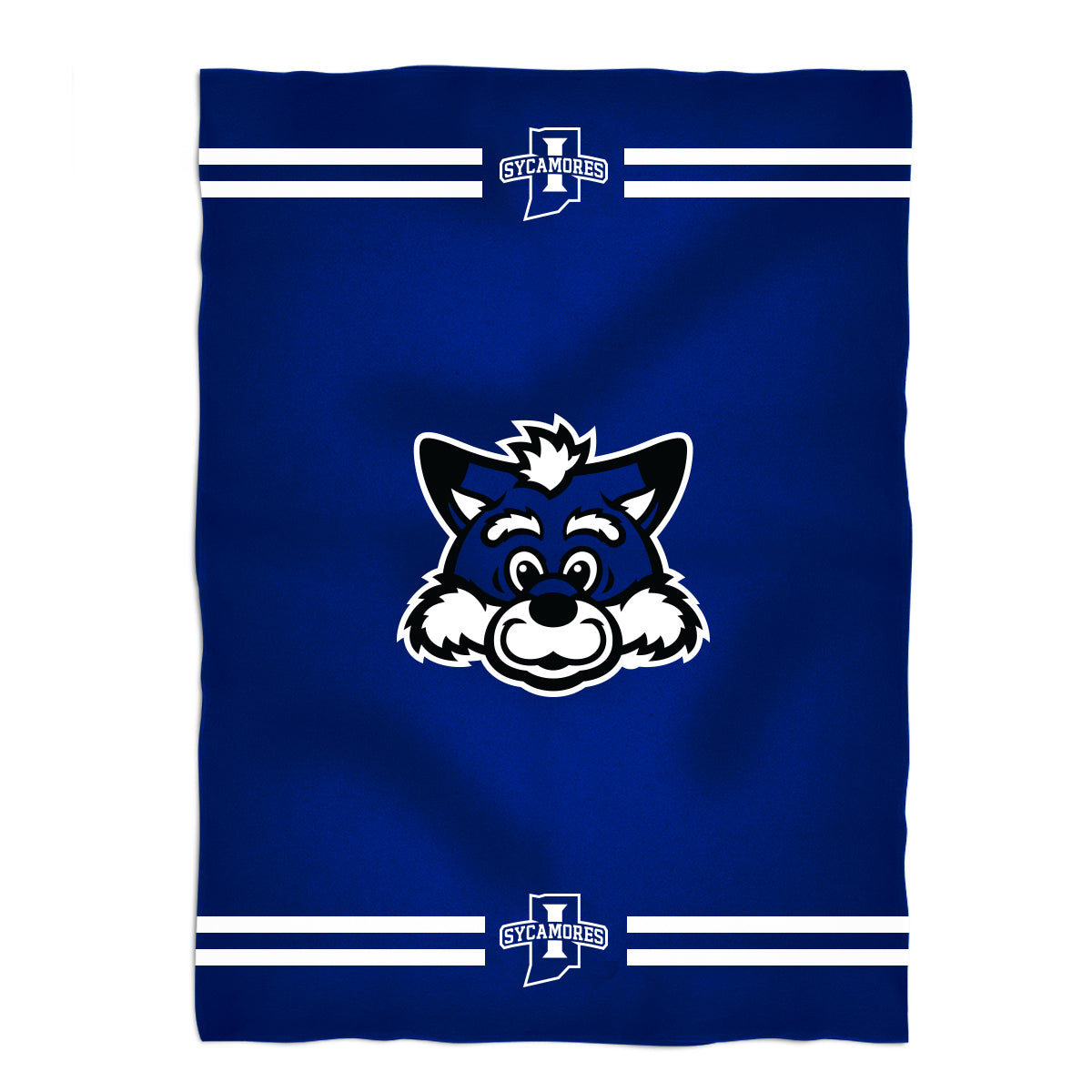 Indiana State Sycamores Game Day Soft Premium Fleece Blue Throw Blanket 40 x 58 Logo and Stripes