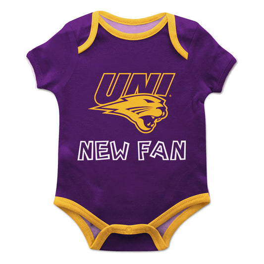 Northern Iowa Panthers Infant Game Day Purple Short Sleeve One Piece Jumpsuit New Fan Mascot Bodysuit by Vive La Fete