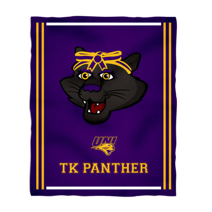 Northern Iowa Panthers Kids Game Day Purple Plush Soft Minky Blanket 36 x 48 Mascot