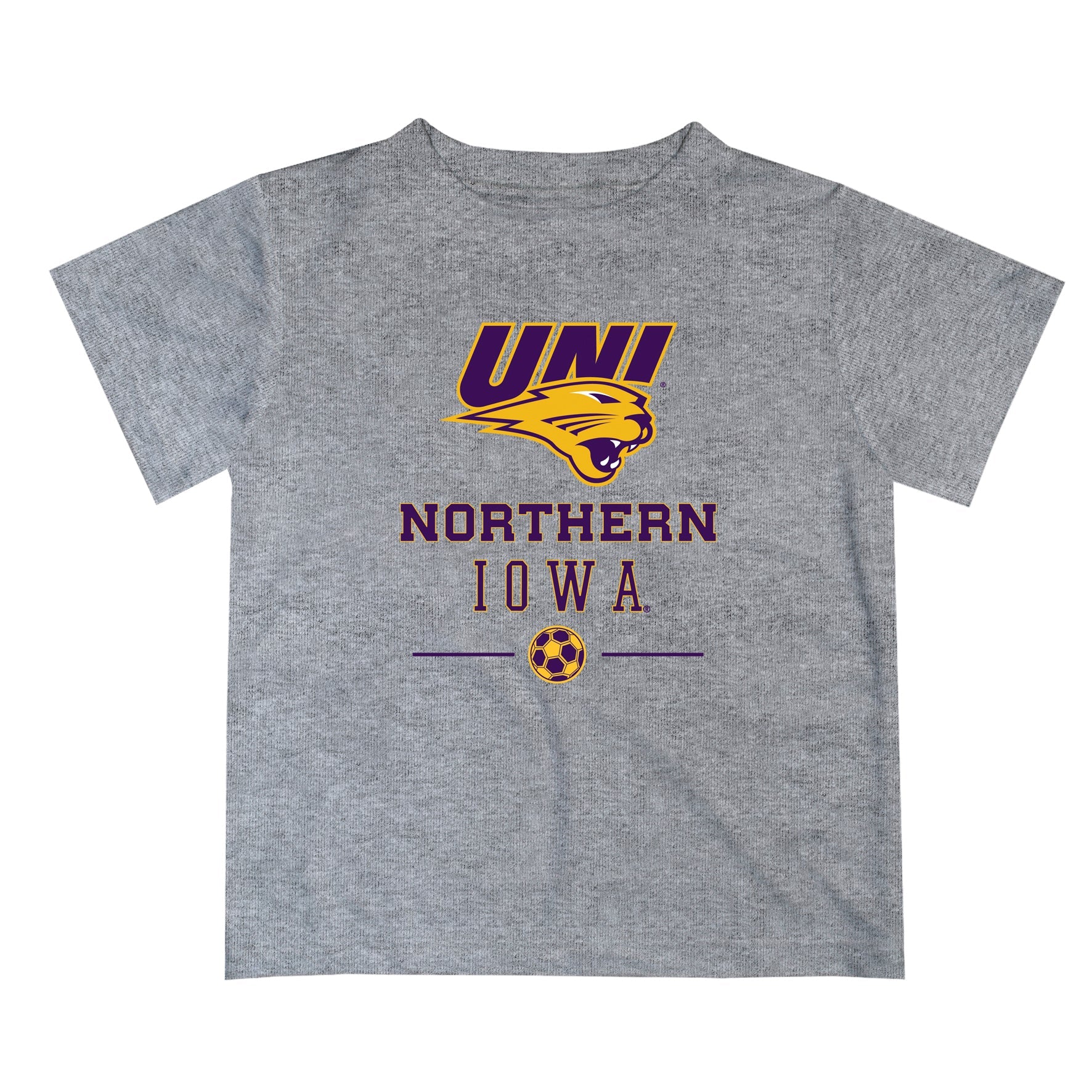 Northern Iowa Panthers Vive La Fete Soccer V1 Gray Short Sleeve Tee Shirt
