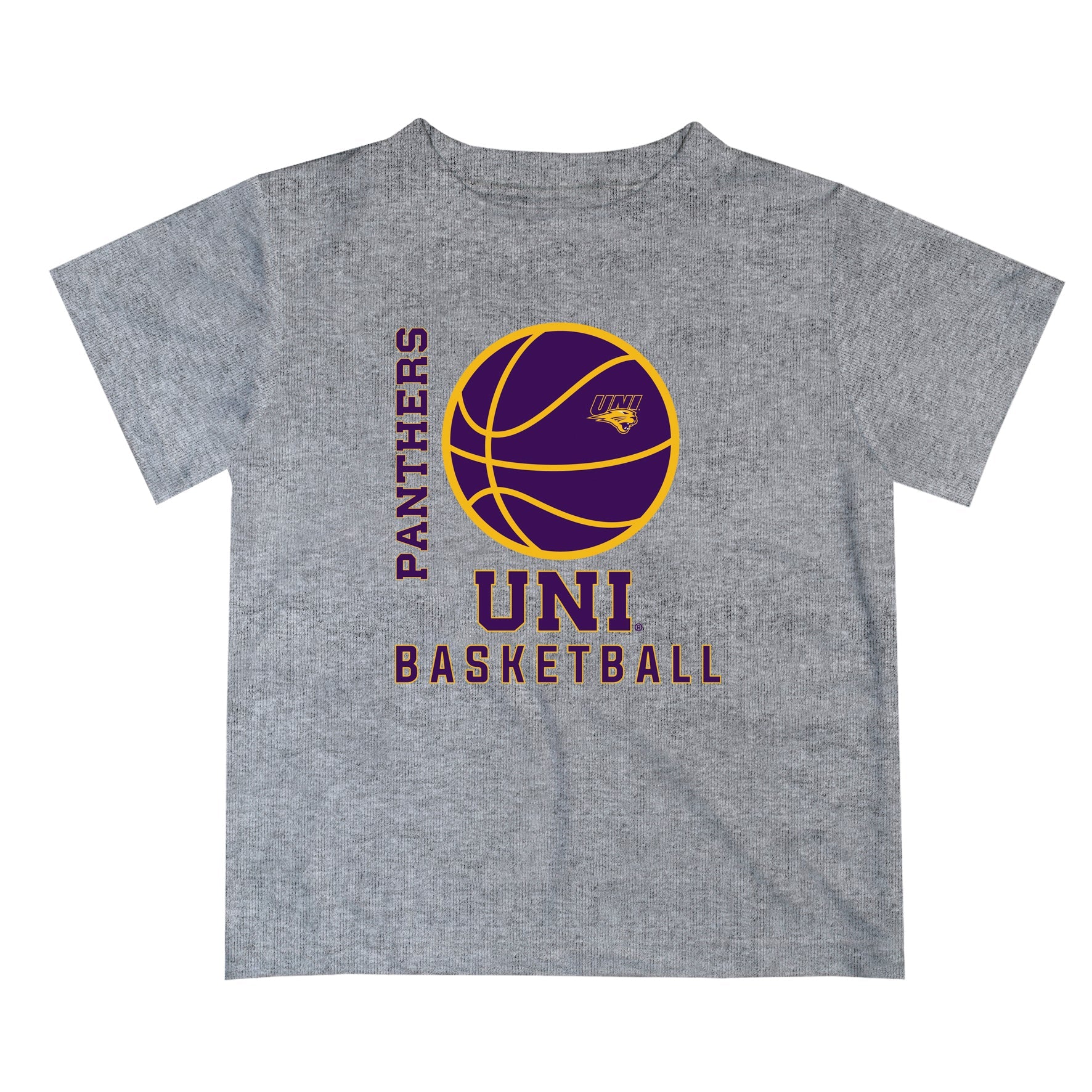 Northern Iowa Panthers Vive La Fete Basketball V1 Gray Short Sleeve Tee Shirt