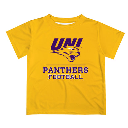 Northern Iowa Panthers Vive La Fete Football V1 Gold Short Sleeve Tee Shirt