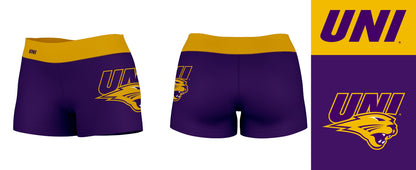 Northern Iowa Panthers Vive La Fete Logo on Thigh & Waistband Purple Gold Women Yoga Booty Workout Shorts 3.75 Inseam - Vive La F̻te - Online Apparel Store