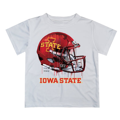 Iowa State Cyclones ISU Original Dripping Football Helmet White T-Shirt by Vive La Fete