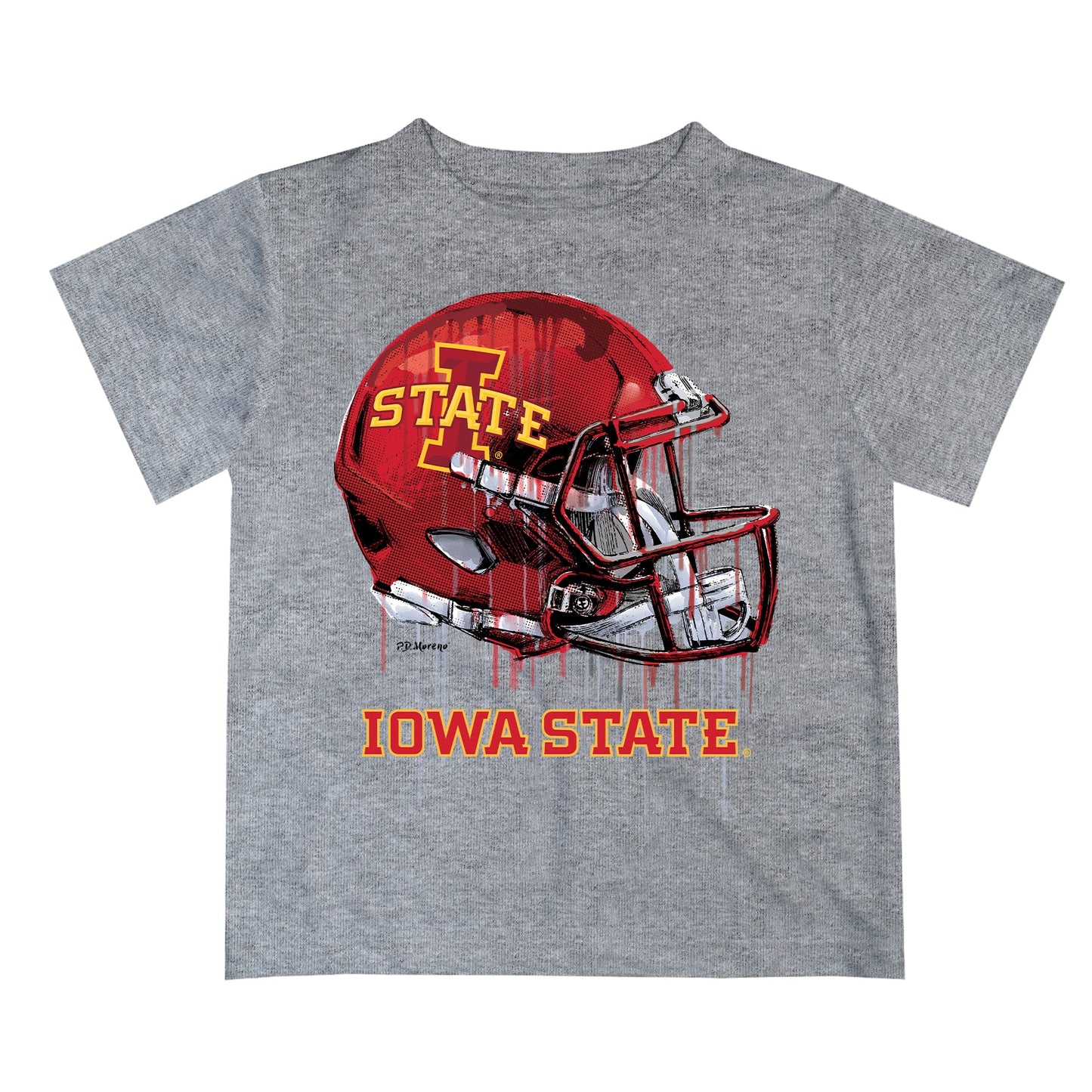 Iowa State Cyclones ISU Original Dripping Football Helmet Heather Gray T-Shirt by Vive La Fete