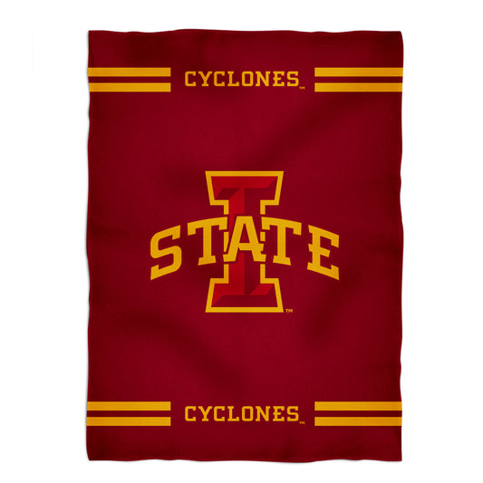 Iowa State Cyclones ISU Game Day Soft Premium Fleece Maroon Throw Blanket 40 x 58 Logo and Stripes