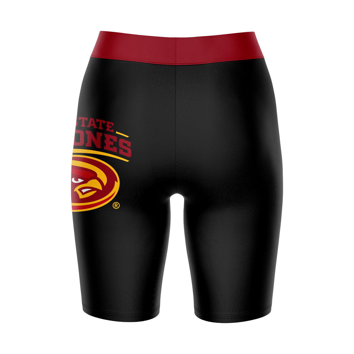 Iowa State Cyclones ISU Vive La Fete Game Day Logo on Thigh and Waistband Black and Maroon Women Bike Short 9 Inseam"