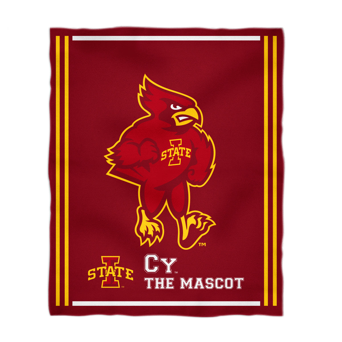 Iowa State Cyclones ISU Kids Game Day Red Plush Soft Minky Blanket 36 x 48 Mascot