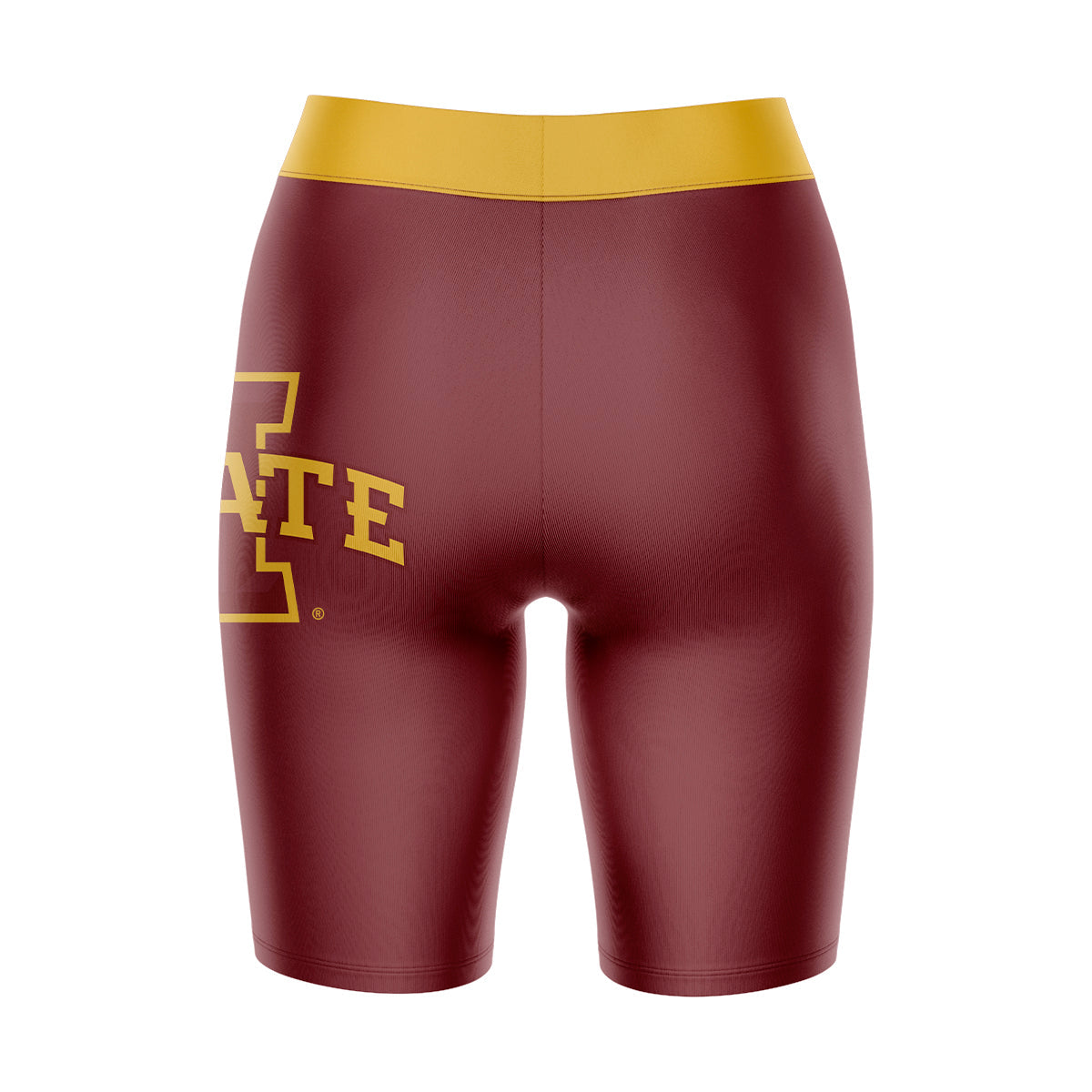 Iowa State Cyclones ISU Vive La Fete Game Day Logo on Thigh and Waistband Maroon and Gold Women Bike Short 9 Inseam