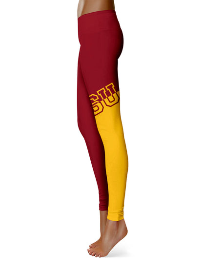 Iowa State Cyclones ISU Vive La Fete Game Day Collegiate Leg Color Block Women Maroon Gold Yoga Leggings