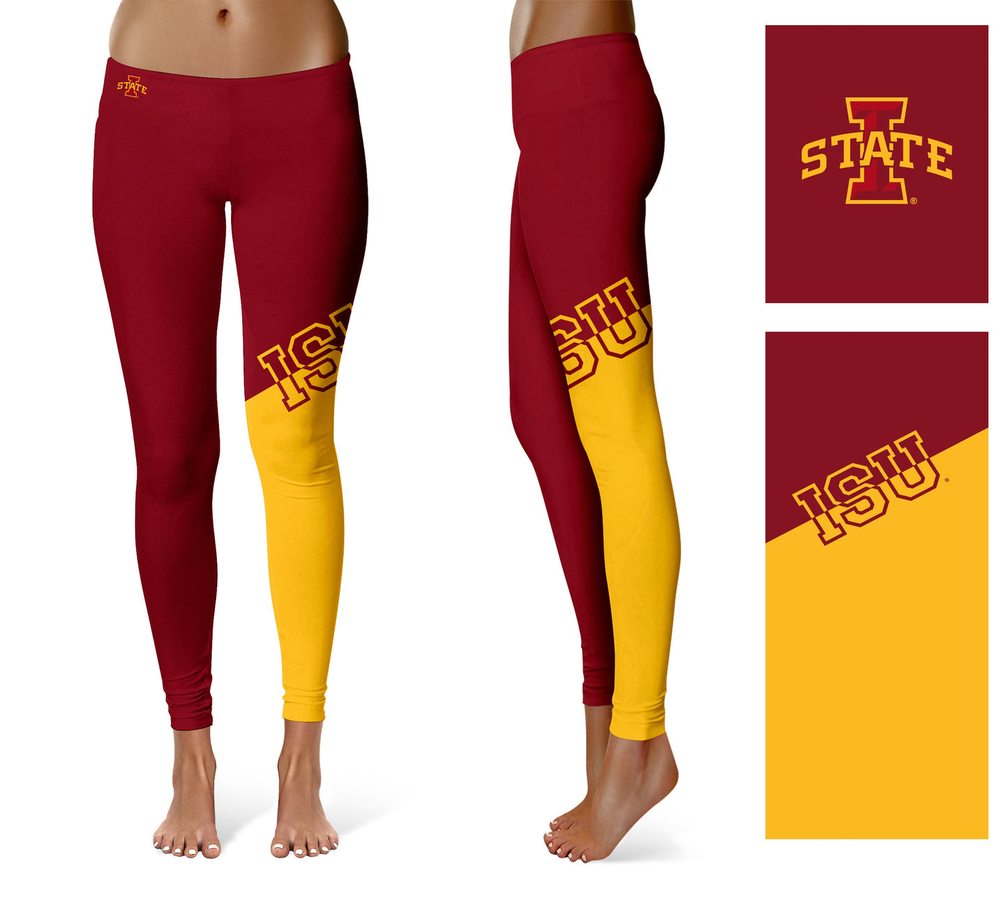 Iowa State Cyclones ISU Vive La Fete Game Day Collegiate Leg Color Block Women Maroon Gold Yoga Leggings