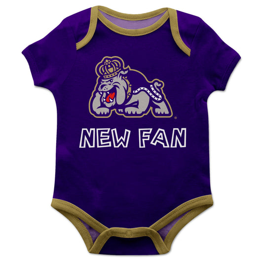 JMU Dukes Infant Game Day Purple Short Sleeve One Piece Jumpsuit New Fan Mascot Bodysuit by Vive La Fete