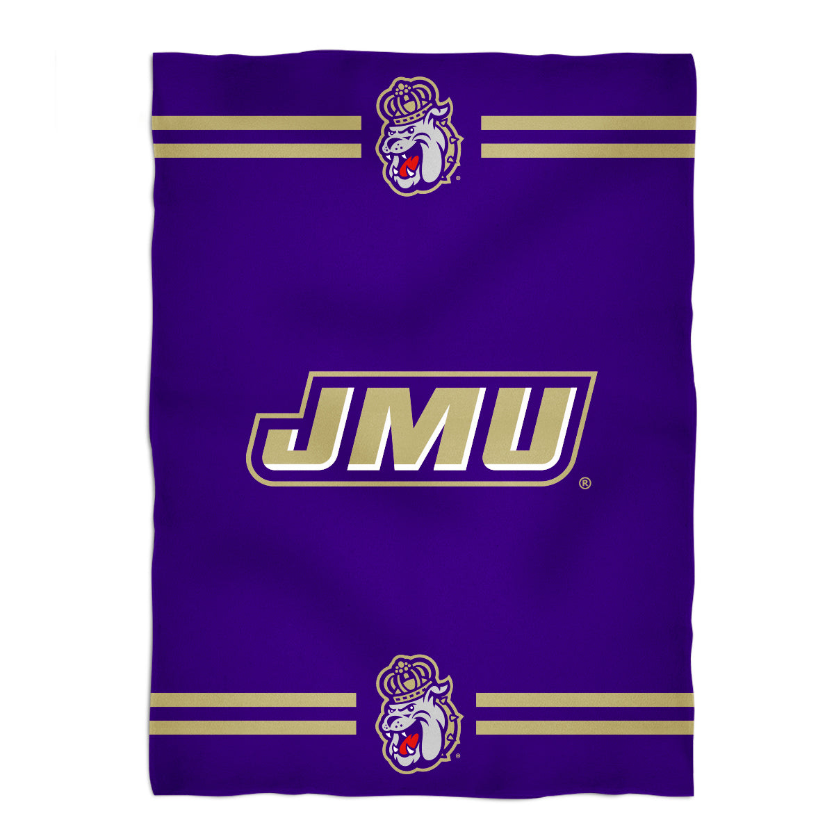James Madison University Dukes Game Day Soft Premium Fleece Purple Throw Blanket 40 x 58 Logo and Stripes