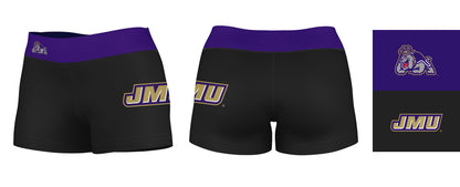 JMU Dukes Vive La Fete Game Day Logo on Thigh and Waistband Black & Purple Women Yoga Booty Workout Shorts 3.75 Inseam" - Vive La F̻te - Online Apparel Store