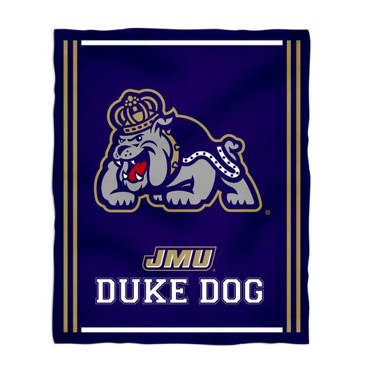James Madison University Dukes Kids Game Day Purple Plush Soft Minky Blanket 36 x 48 Mascot