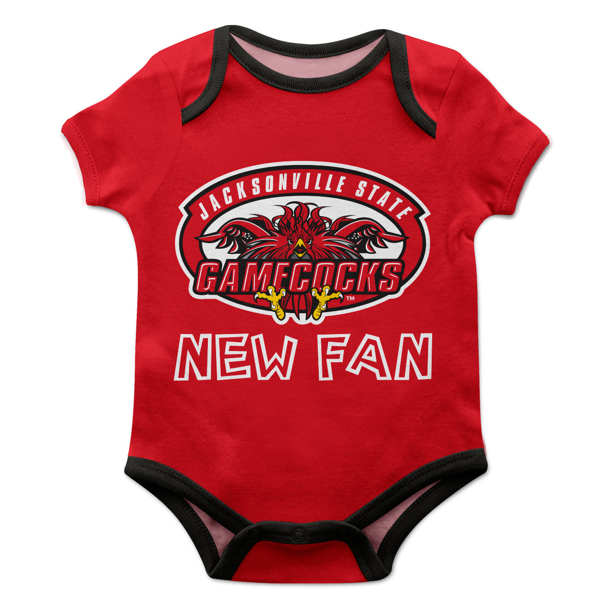Jacksonville State Gamecocks Infant Game Day Red Short Sleeve One Piece Jumpsuit New Fan Logo Bodysuit by Vive La Fete