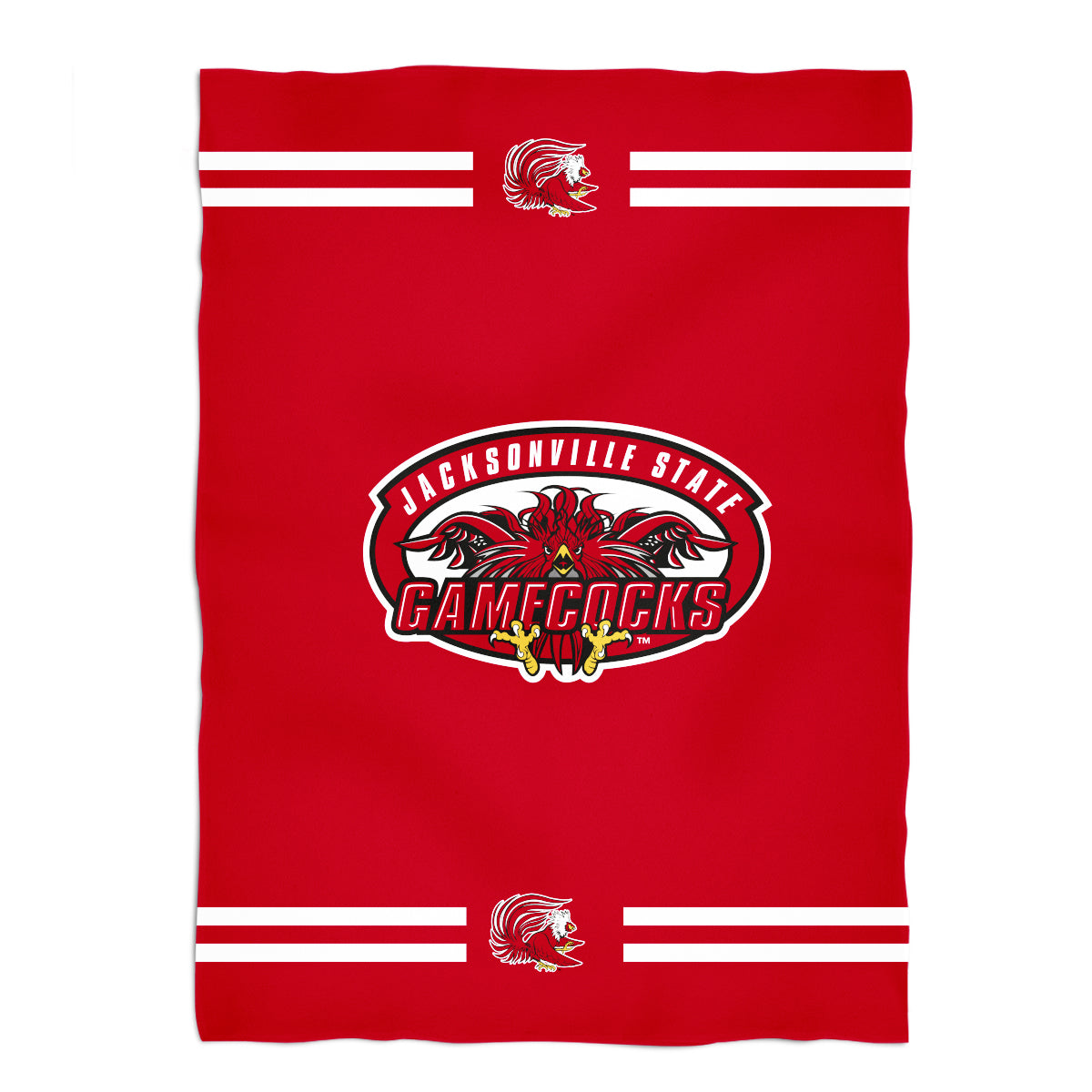Jacksonville State Gamecocks Game Day Soft Premium Fleece Red Throw Blanket 40 x 58 Logo and Stripes
