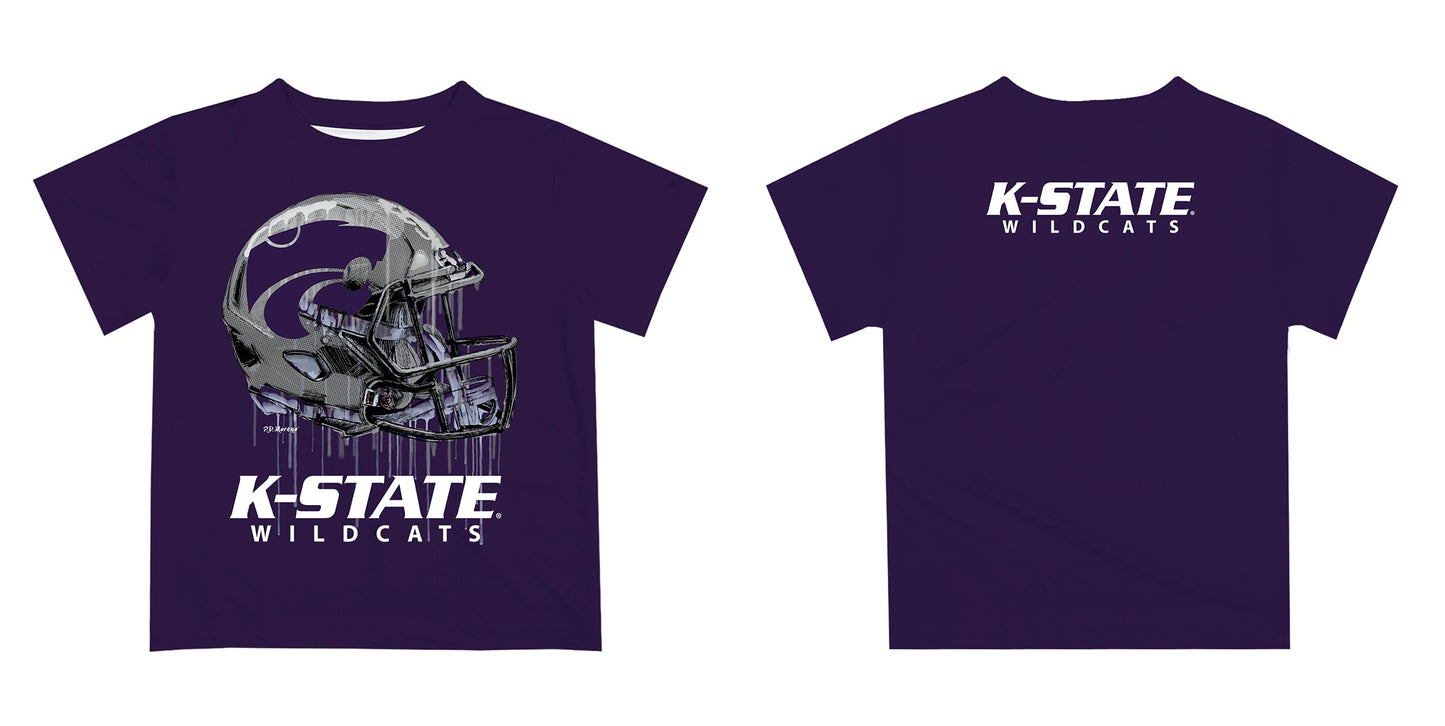 Kansas State University Wildcats K-State Original Dripping Football Helmet Purple T-Shirt by Vive La Fete