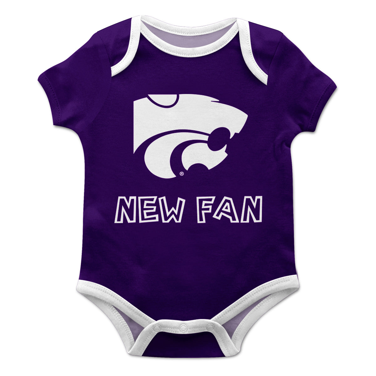 Kansas State University Wildcats K-State Infant Game Day Purple Short Sleeve One Piece Jumpsuit New Fan Mascot Bodysuit by Vive La Fete