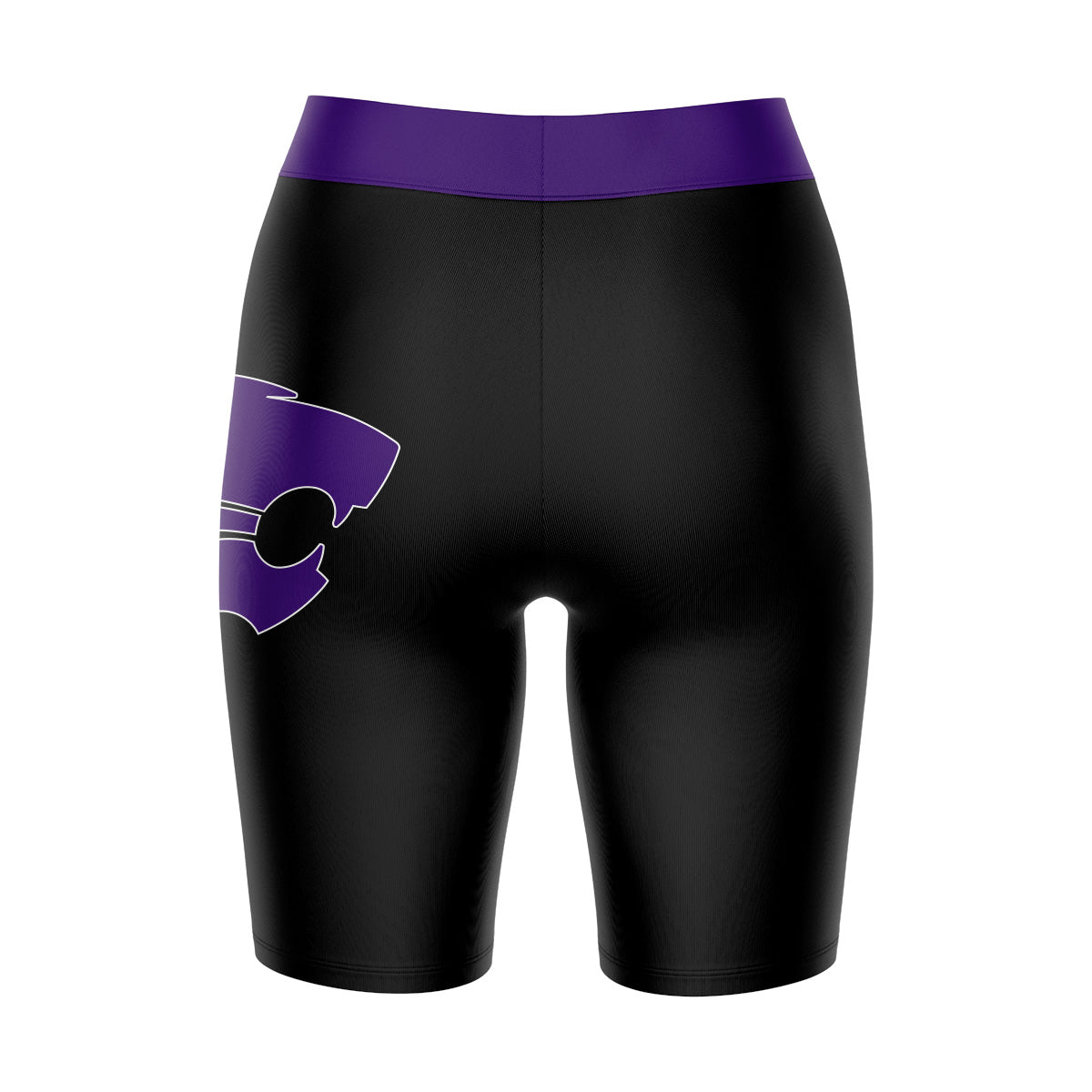 Kansas State Wildcats KSU K-State Vive La Fete Logo on Thigh and Waistband Black and Purple Women Bike Short 9 Inseam"