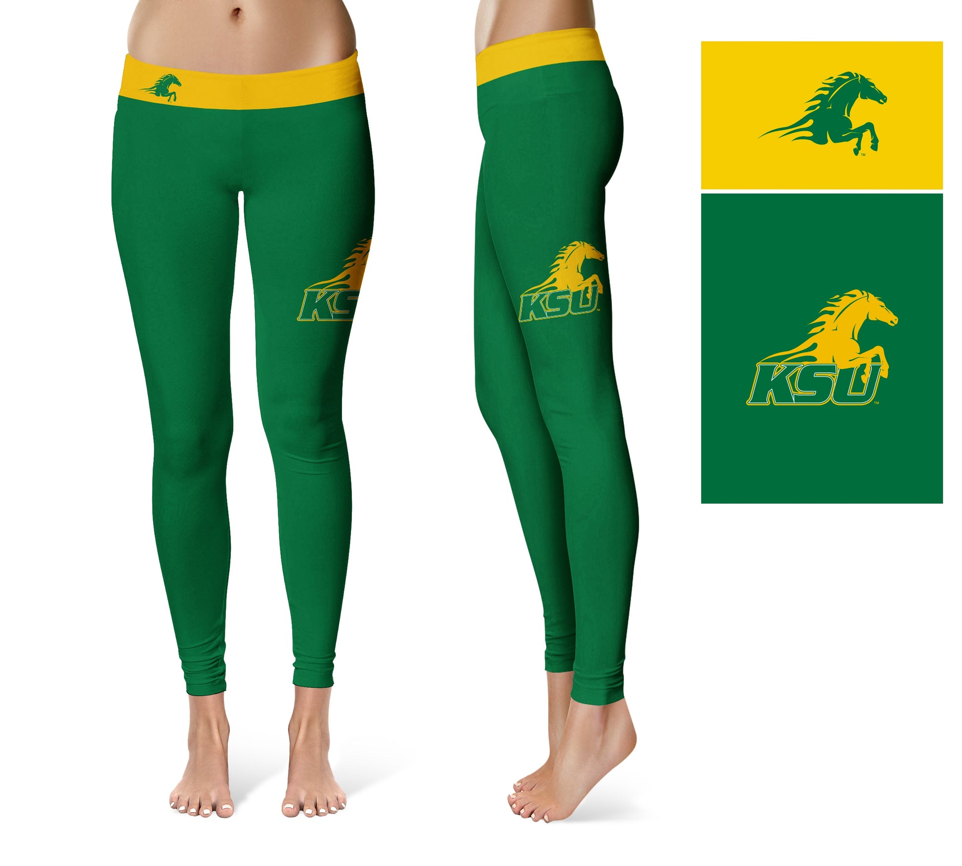Kentucky State Thorobreads Vive La Fete Game Day Collegiate Logo on Thigh Green Women Yoga Leggings 2.5 Waist Tights