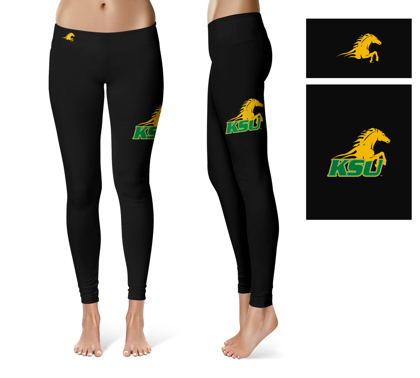 Kentucky State Thorobreads Vive La Fete Collegiate Large Logo on Thigh Women Black Yoga Leggings 2.5 Waist Tights