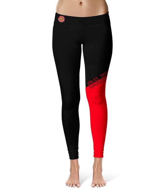 Louisiana at Lafayette Cajuns Vive La Fete Game Day Collegiate Leg Color Block Women Black Red Yoga Leggings