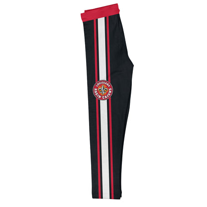 Louisiana At Lafayette Red Waist White And Red Stripes Black Leggings