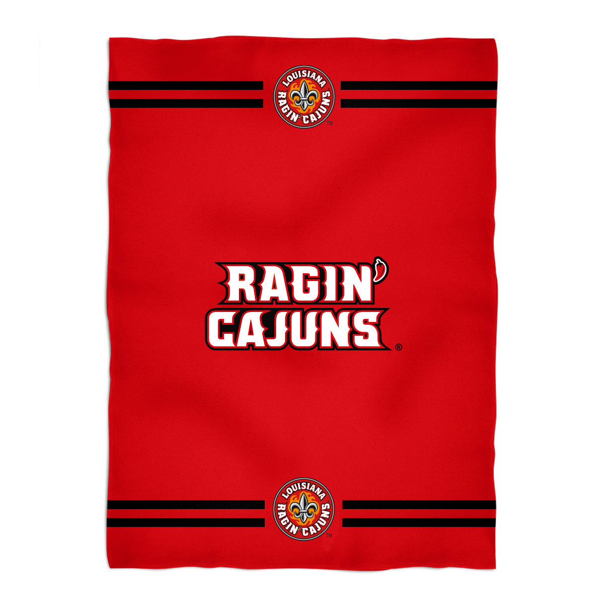 Louisiana at Lafayette Cajuns Game Day Soft Premium Fleece Red Throw Blanket 40 x 58 Logo and Stripes