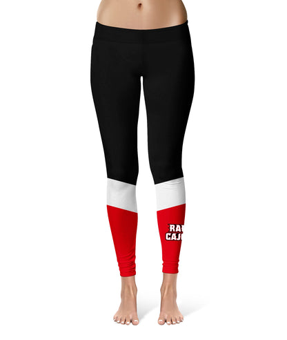 Louisiana at Lafayette Cajuns Vive La Fete Game Day Collegiate Ankle Color Block Women Black Red Yoga Leggings