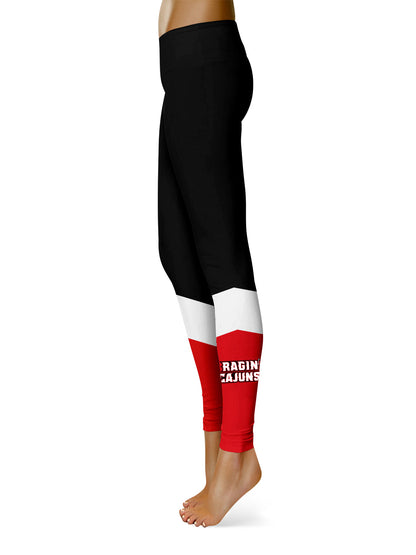 Louisiana at Lafayette Cajuns Vive La Fete Game Day Collegiate Ankle Color Block Women Black Red Yoga Leggings