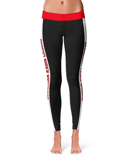 Louisiana at Lafayette Cajuns Vive La Fete Game Day Collegiate White Stripes Women Black Yoga Leggings 2 Waist Tights"