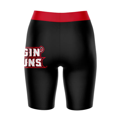 Louisiana Ragin Cajuns Vive La Fete Game Day Logo on Thigh and Waistband Black and Red Women Bike Short 9 Inseam"