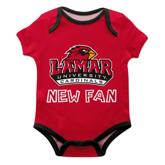 Lamar Cardinals Infant Game Day Red Short Sleeve One Piece Jumpsuit New Fan Logo and Name Bodysuit by Vive La Fete