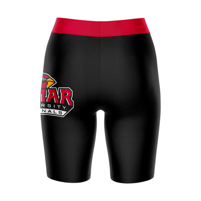 Lamar Cardinals Vive La Fete Game Day Logo on Thigh and Waistband Black and Red Women Bike Short 9 Inseam"