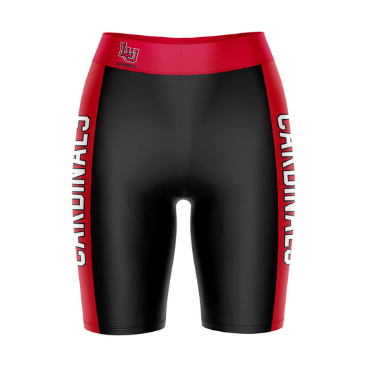 Lamar Cardinals Vive La Fete Game Day Logo on Waistband and Red Stripes Black Women Bike Short 9 Inseam"
