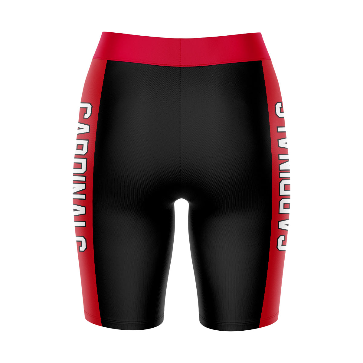 Lamar Cardinals Vive La Fete Game Day Logo on Waistband and Red Stripes Black Women Bike Short 9 Inseam"
