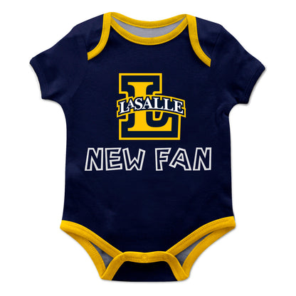 La Salle University Explorers Infant Game Day Navy Short Sleeve One Piece Jumpsuit New Fan Logo Bodysuit by Vive La Fete