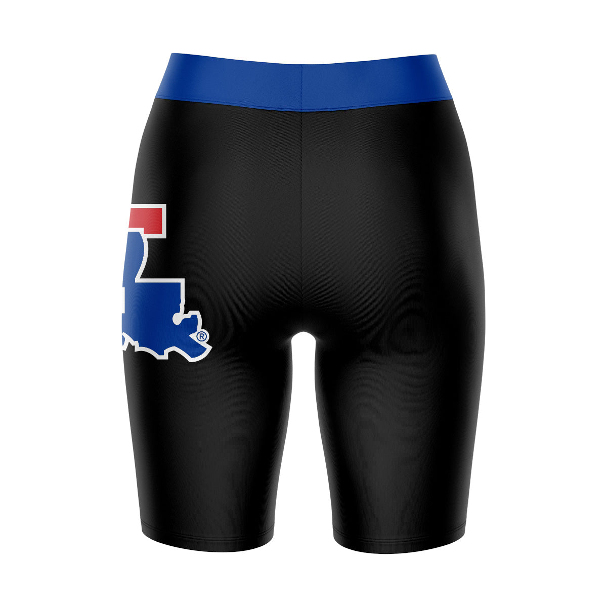 Louisiana Tech Bulldogs Vive La Fete Game Day Logo on Thigh and Waistband Black and Blue Women Bike Short 9 Inseam"