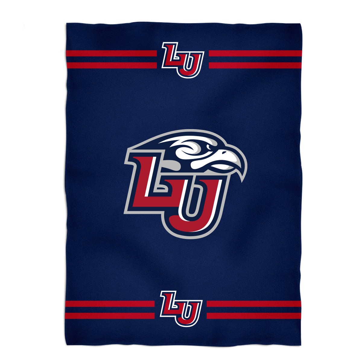 Liberty Flames Game Day Soft Premium Fleece Navy Throw Blanket 40 x 58 Logo and Stripes