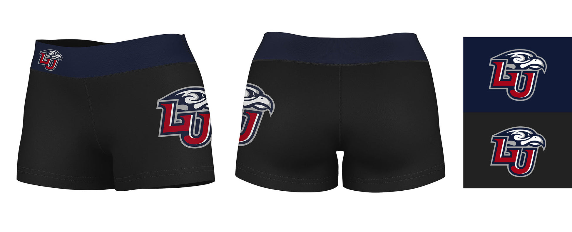 Liberty Flames Game Day Logo on Thigh and Waistband Black & Navy Booty