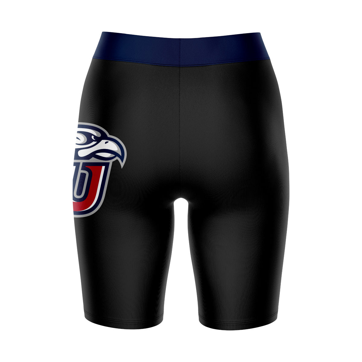 Liberty Flames Vive La Fete Game Day Logo on Thigh and Waistband Black and Navy Women Bike Short 9 Inseam"