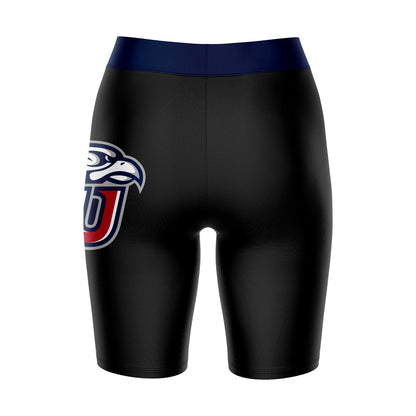 Liberty Flames Vive La Fete Game Day Logo on Thigh and Waistband Black and Navy Women Bike Short 9 Inseam"