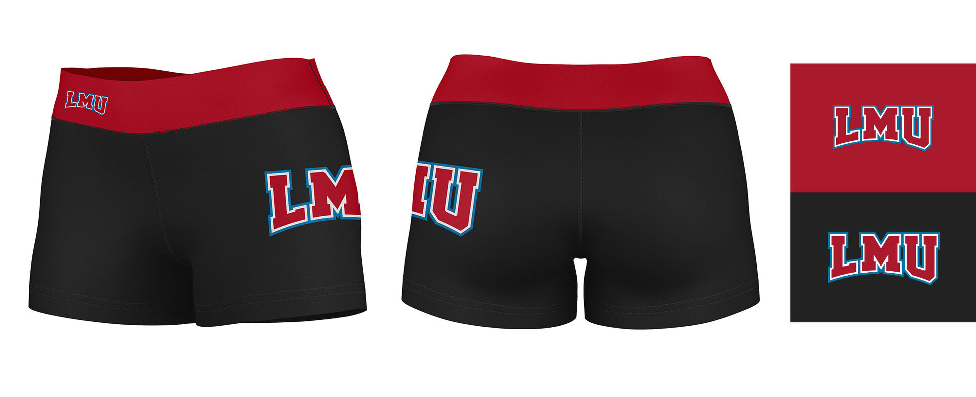 LMU Lions Vive La Fete Game Day Logo on Thigh and Waistband Black & Maroon Women Yoga Booty Workout Shorts 3.75 Inseam" - Vive La F̻te - Online Apparel Store