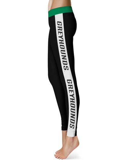 Loyola Maryland Greyhounds Vive La Fete Game Day Collegiate White Stripes Women Black Yoga Leggings 2 Waist Tights