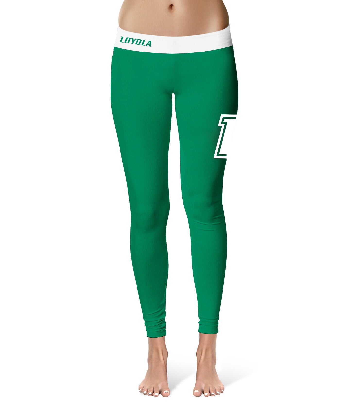 Loyola Maryland Greyhounds Vive La Fete Game Day Collegiate Logo on Thigh Green Women Yoga Leggings 2.5 Waist Tights