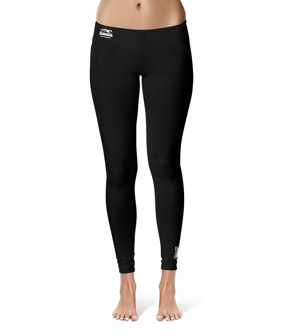 Loyola Maryland Greyhounds Vive La Fete Game Day Collegiate Logo at Ankle Women Black Yoga Leggings 2.5 Waist Tights